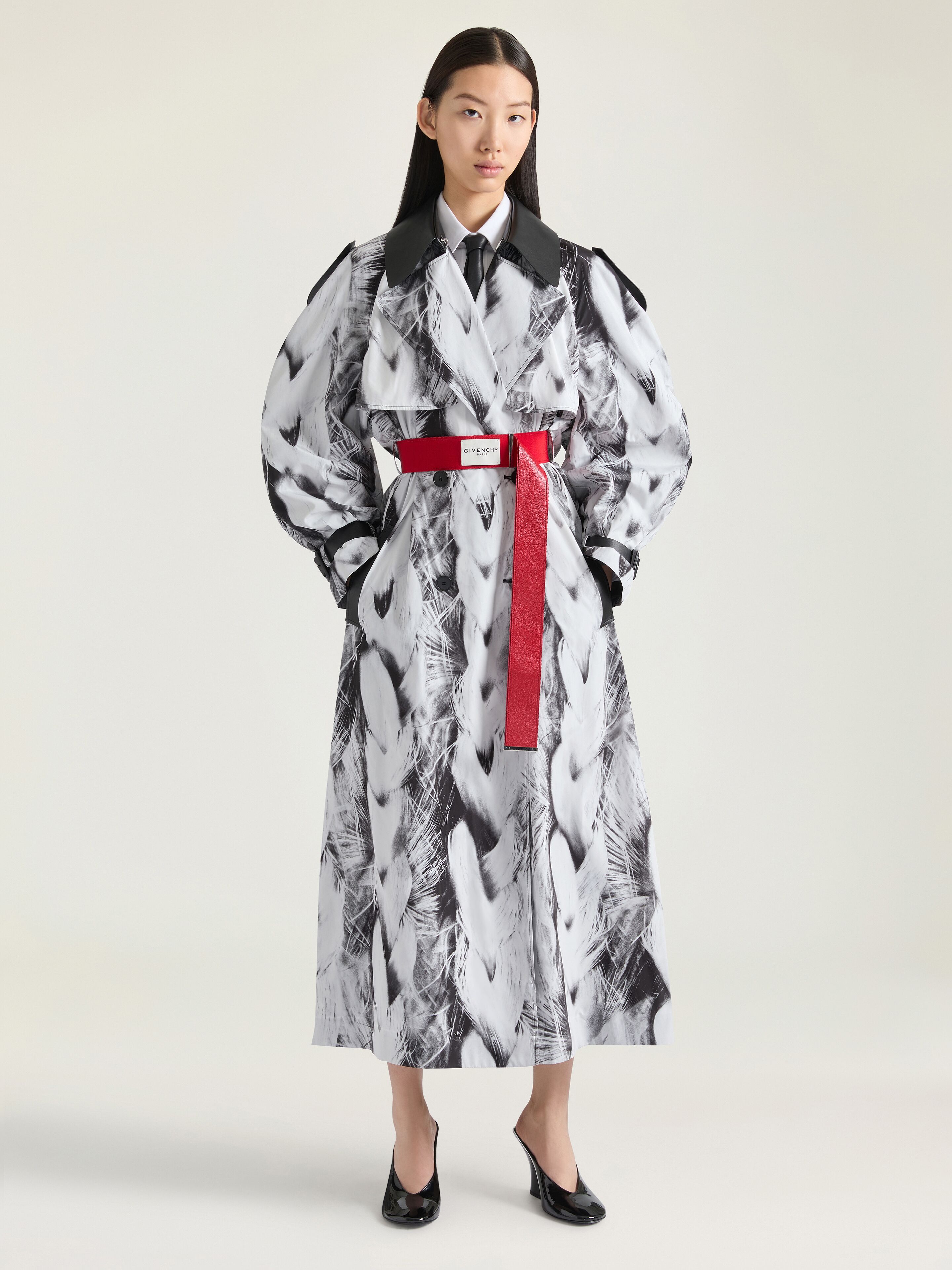 Trench in taffetas with Hair print